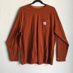 Carhartt Mens Force Relaxed Fit Midweight Long Sleeve Pocket Tee Large Orange